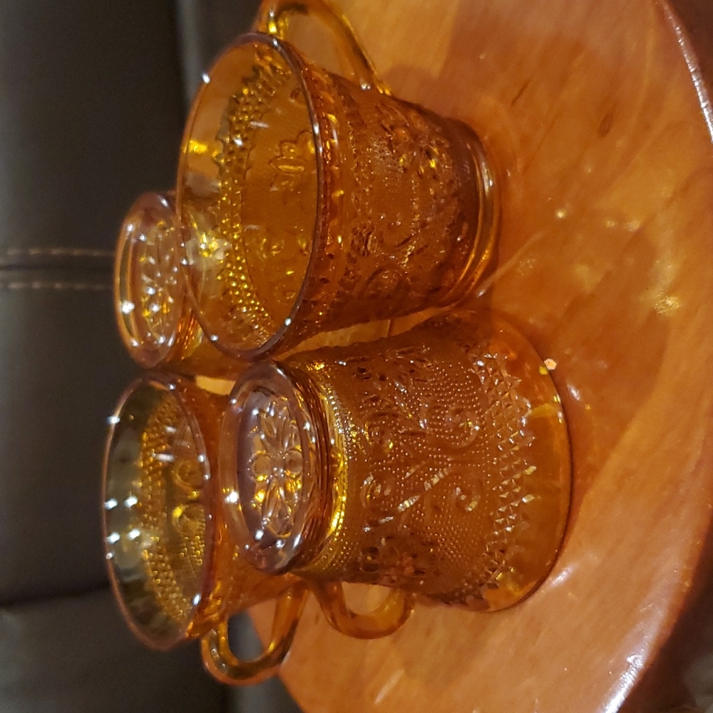 4 tiara amber punch cups